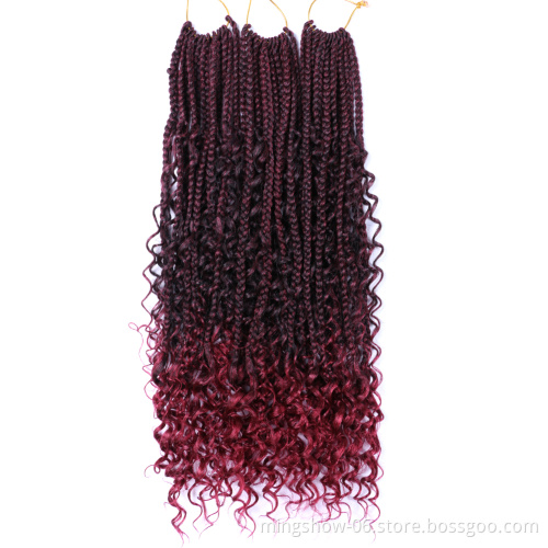 Synthetic Curly Box Braids Bohemian Curly Crochet braided hair African Low Temperature Fiber Braiding Fiber Hair Bundles